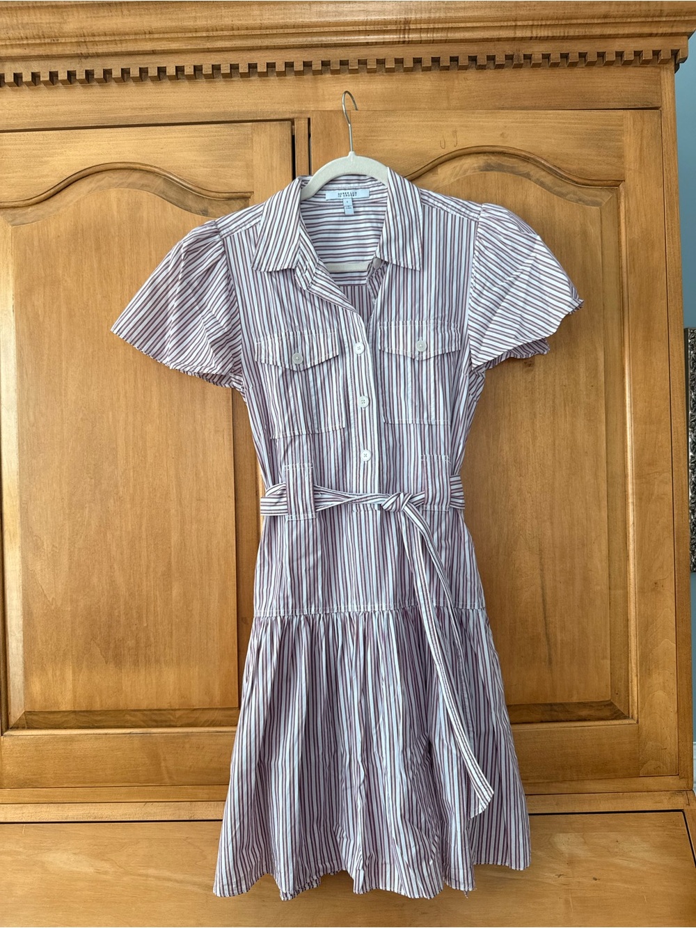 Derek Lam Lavender and White Striped Shirt Dress